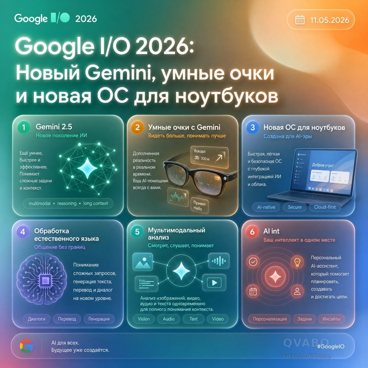 🧠 Google I/O 2026: Новый Gemini, умные очки и новая ОС для ноутбуков