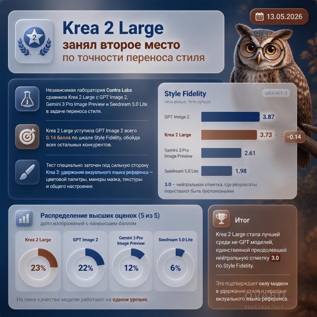📸 Krea 2 Large занял второе место по точности переноса стиля