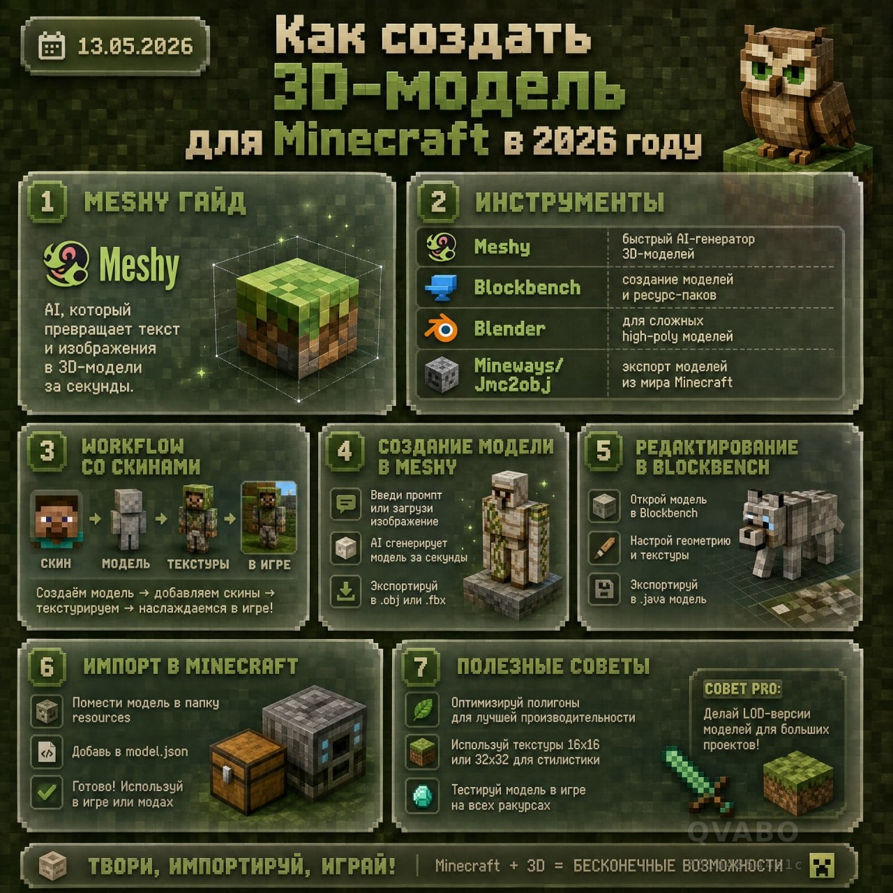 🧊 Как создать 3D-модель для Minecraft c помощью AI в 2026 году